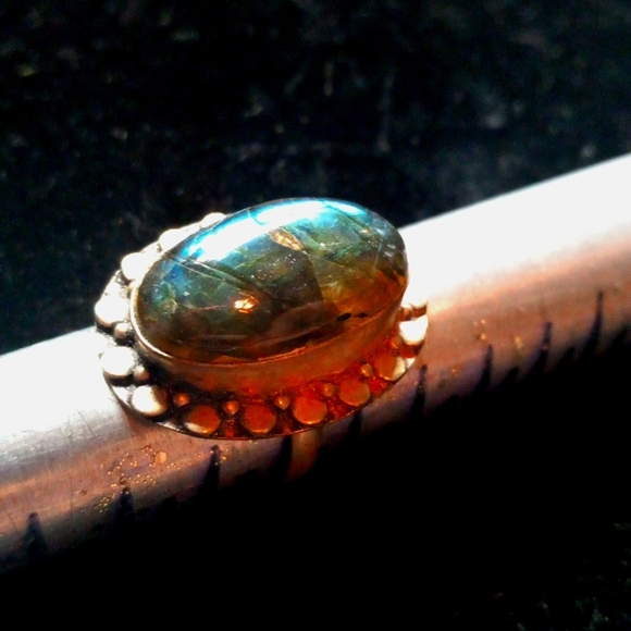 113 NWT Labradorite gemstone crystal 925 silver ring size 9 free shipping sale - Picture 4 of 8